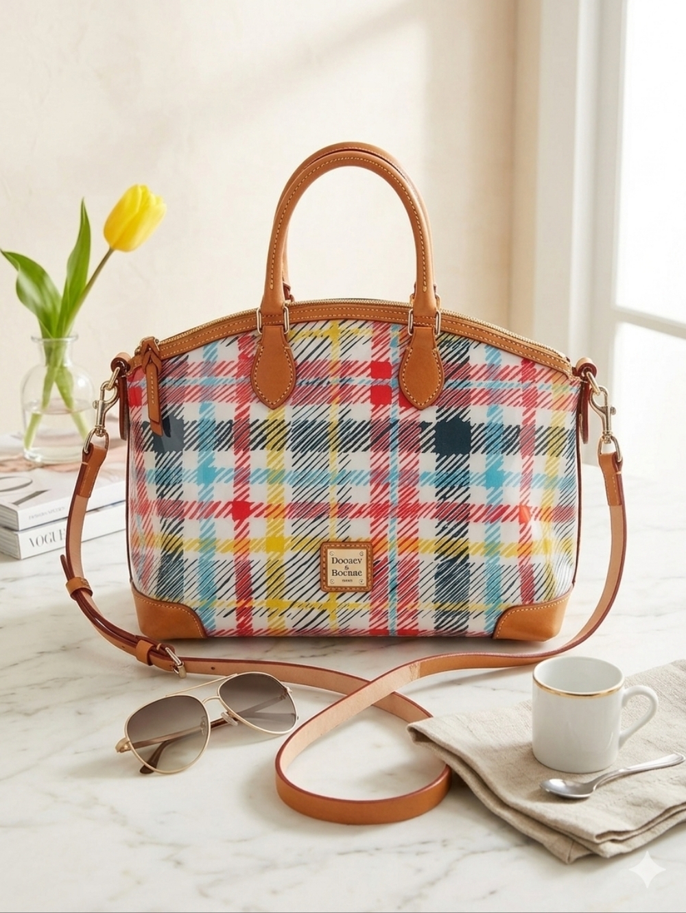Dooney & BOURKE CHATHAM Clear PVC & Leather PLAID SATCHEL